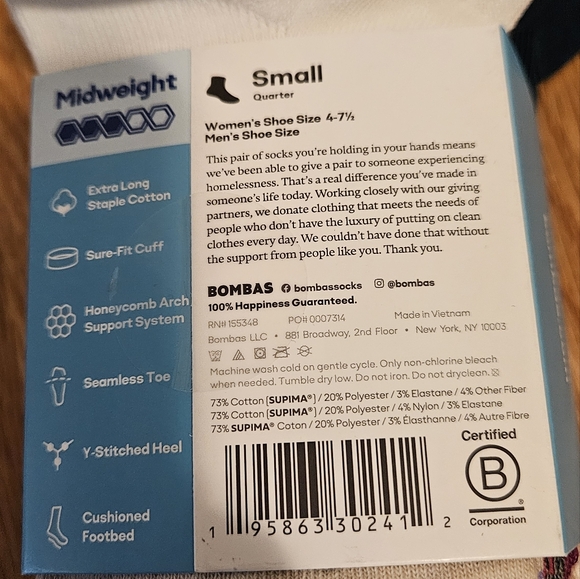 Bombas Women's Midweight Quarter Cuff 4 Pack Assorted Color Socks - Picture 3 of 4